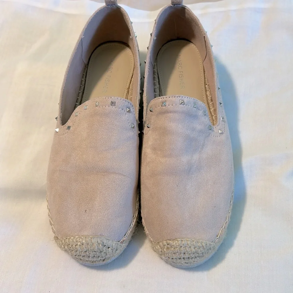 Ladies Marc Fisher Pink Suede Rockstud Espadrilles Size 9.5